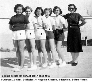 SIDI BEL ABBES COLLEGE MODERNE DE JEUNES FILLES 1953 BASKET